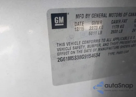 2016 Cadillac Xts Luxury Collection z USA, uszkodzony, nr VIN 2G61M5S38G9154634